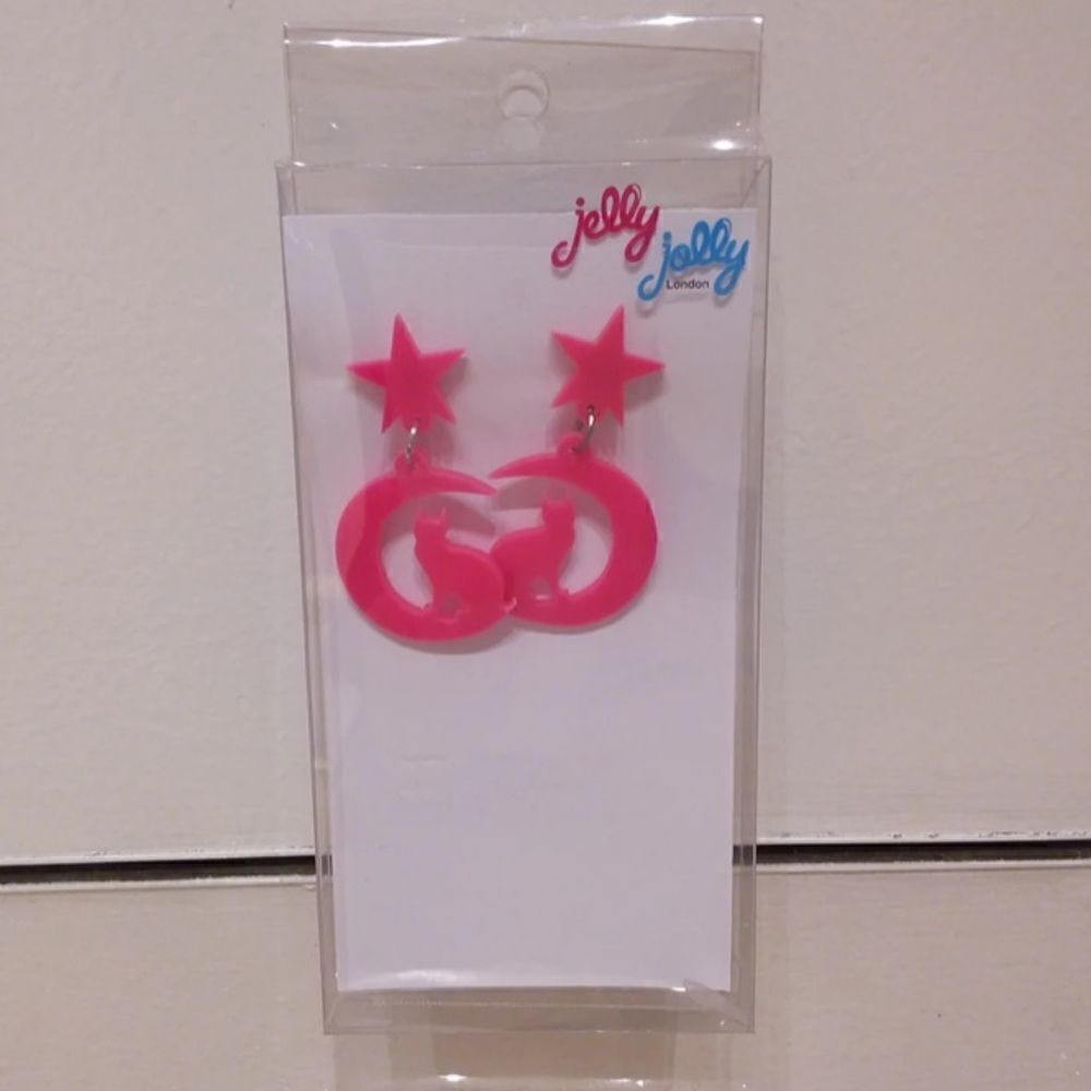 Neon moon star earrings